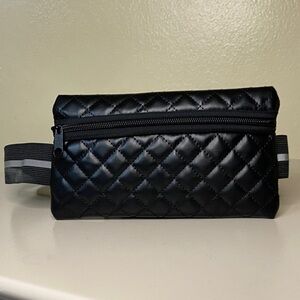 Black Quilted Belt Bag | Adjustable Waist Fanny Pack | Crossbody